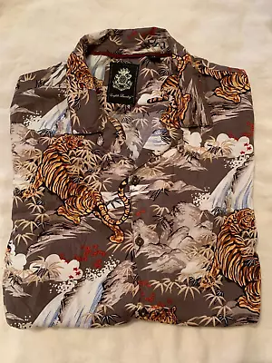 Vtg English Laundry Asian Tiger Crane Hawaiian Aloha Shirt Avanti Spooner Kahala • $60