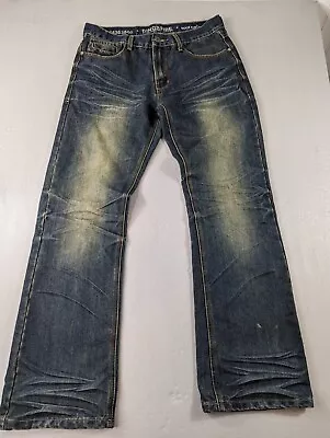 Ring Of Fire Boot Cut Jeans Men's Size 32x32 Dark Blue Cotton Blend Denim Wash • $21.98