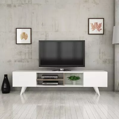 Tv Unit With Decor Panel Plus Wall Decor Panel-Whiteİstanbul Living Room Etgshop • £441.73