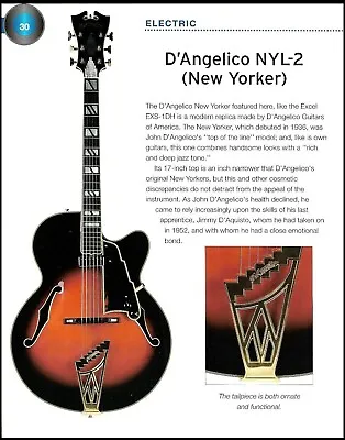 1936 D'Angelico NYL-2 New Yorker + EXS-1DH Electric Guitar History Article Print • $4