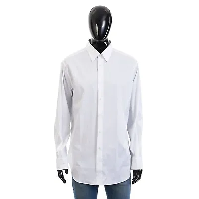 BRIONI 550$ White Cotton Dress Shirt - Longsleeve Fitted Stretch • $390