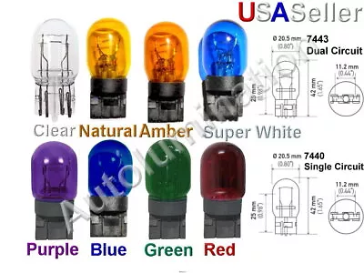 7443 7440 W21W WY21W 21W Colored Glass Light Bulb Lamp Tail Brake Turn Signal • $3.99