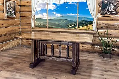 $1349 • Buy  Farmhouse Style Dining Room Table 6 Ft Amish Made Rustic Trestle Tables Stained