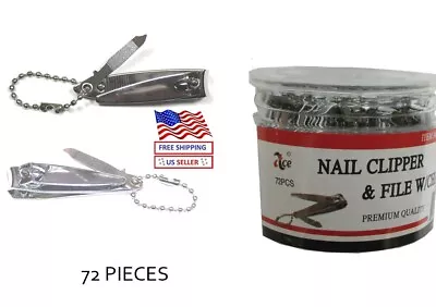 Lot OF 72 Pc Finger Nail Clippers With File And Chain In Container 2  • $27.99