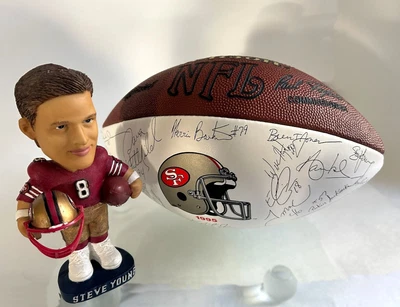 $99 • Buy 1995 San Francisco 49ers Super Bowl Team Signed Football +Steve Young Bobblehead