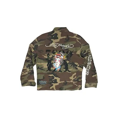 Y2k Ed Hardy Camo Jacket Mens XL With Graphic Prints And Embroidery • £99.99