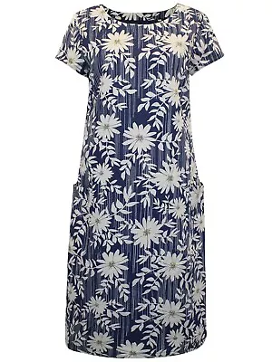 Ex-Seasalt Shift Dress RIPPLE DAISY NIGHT River Cove BLUE Size 12 • £29.99