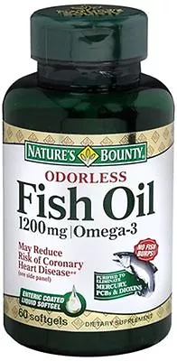 $13.99 • Buy Nature's Bounty Fish Oil 1200 Mg Omega-3 And Omega-6, 60 Odorless Softgels 05/23