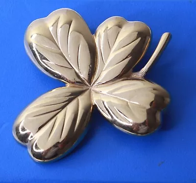 Vintage MONET Signed Shiny Gold Tone Leaf Brooch Pin • $9.99