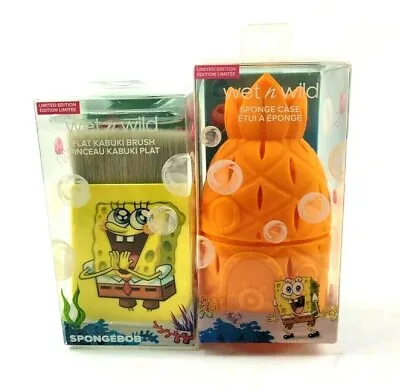 Wet N Wild SpongeBob Flat Kabuki Brush And Pineapple Sponge Case • $28.95
