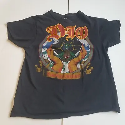 Vintage Dio Sacred Heart T-Shirt Black Band Heavy Metal Dragon T Shirt L Large • $599.99