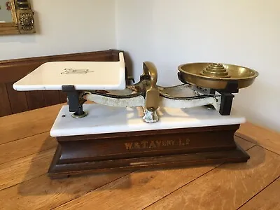 £180 • Buy Antique W & T Avery Ltd Shop Scales With Imperial Brass Weights Butchers Grocery