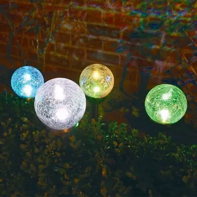 Bright Garden Solar Dual Function Crackle Ball Light - White • £8.99