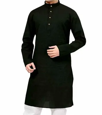 £20.39 • Buy Men's & Boys Clothing Black Indian Traditional Top Tunic Long Kurta Shirt