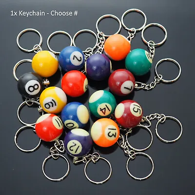 1x Billiards Table Pool Ball Keychain Cool Player Gift  - Choose Numbers 1-15  • $6.99