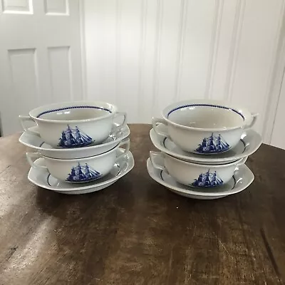$245 • Buy Wedgwood American Clipper Blue Georgetown Coll. Cream Soup Bowl & Saucer
