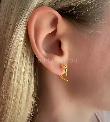 Ear Jacket Horn Double Sided Drop Earrings 14k Yellow Gold Plated • £143.99