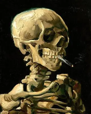 Skeleton With A Burning Cigarette Van Gogh Smoking Skull Wall Art Poster Print • £6.49