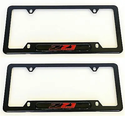 Black Z71 Off Road License Plate Cover Frame For Chevy Tag Holder Rust Free   • $25.99