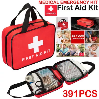 391 Piece First Aid Kit Bag Medical Emergency Kit. Travel Home Car Workplace • £15.98