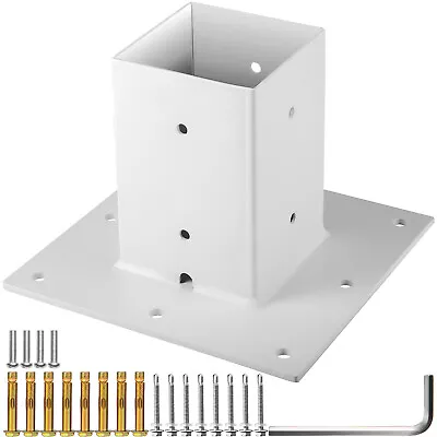 VEVOR Post Base Mailbox Base Plate 4 X4  White Powder-Coated Steel Surface Mount • $37.77