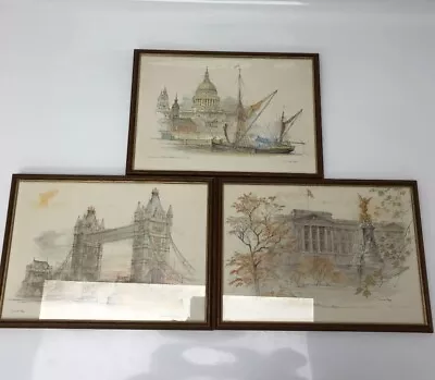 Mads Stage London Prints X 3 St Pauls Buckingham Palace Tower Bridge Framed -CP • $12.32