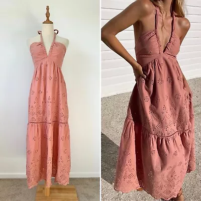 Kivari Women’s Maxi Dress Size 12 RRP$249 Linen Cotton Blend Broderie Cassidy • $119