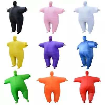 Adult Fat Inflatable Suit Costume Chub Sumo Blow Up Costume Halloween Colorful • £25.43