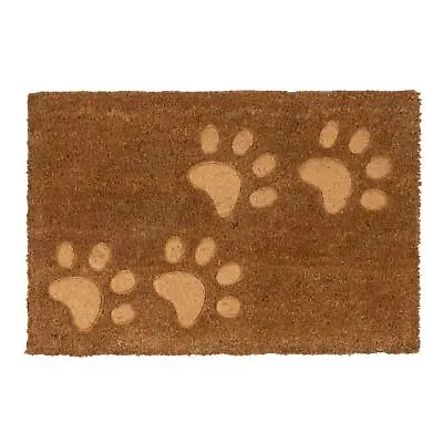 Coir Door Mat Coconut Indoor Outdoor Welcome Mats 60 X 40cm Embossed Paw Prints • £10