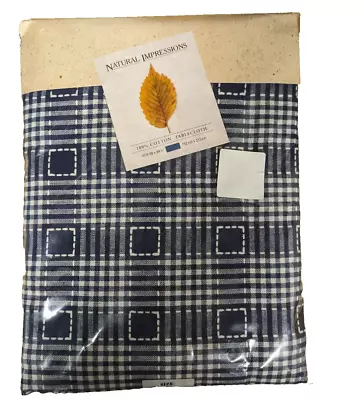 Natural Impressions Navy Blue Cottage Check 60x84 Oblong Tablecloth Cotton • $13.74
