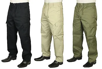 New Carabou Rugby Cargo Combat Trousers Casual Pants Elasticated Sizes 32 To 48 • £12.99