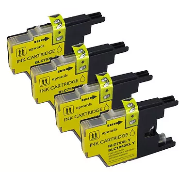 4 Pack Comp LC75 LC-75 Yellow Ink For Brother MFC-J5910DW MFC-J6710DW • $8.89