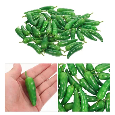 £8.08 • Buy 50pcs Photo Ornament Mini Fake Green Chili Simulation Pepper Artificial Chili