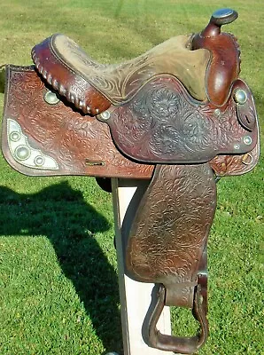 15.5  Vintage BONA ALLEN Equitation Show Saddle~Hand TOOLED~Great 4 TRAIL~RANCH • $325