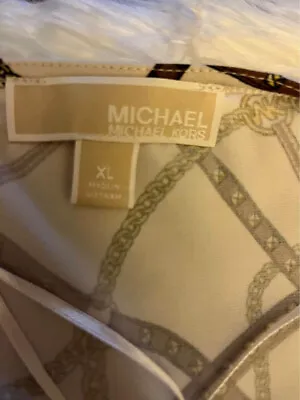 MICHAEL KORS Womens XL Chain V Neck Short Sleeve Elastic Waist & Sleeve Blouse • $14.99