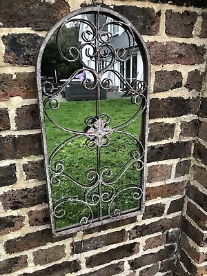 Gothic Metal Frame And Glass Mirror Hanging Wall Mounted Garden Mirror 60cm… • £29.99
