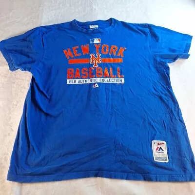 New York Mets Majestic Triple Peak T-Shirt Short Sleeve Size 2XL MLB • $12.50