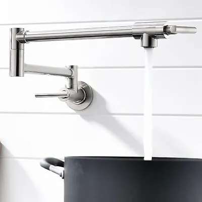 Brushed Nickel Pot Filler Kitchen Sink Folding Faucet Stainless Steel Mixer Tap • $49