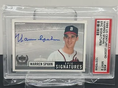 1999 Ud Upper Deck Century Legends Warren Spahn Epic Signatures Auto Psa 9 • $99.99