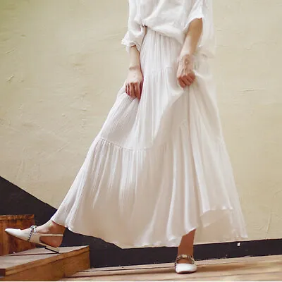 $44.38 • Buy 2021 Summer Women Long Skirt High Waist Stretch A-Line Boho Ruffle Skirts Casual