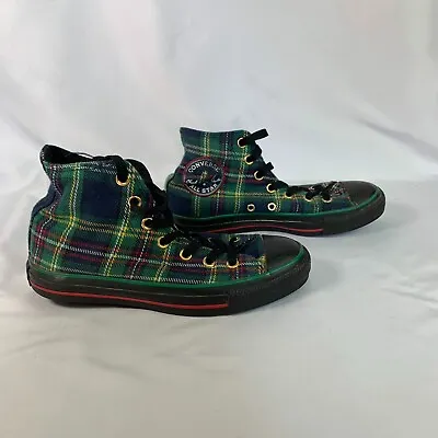 Converse All Stars Green Tartan High Tops UK Size 5 • £19