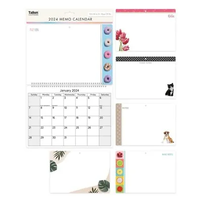 2024 Memo Calendar Illustrated Wall Organiser Notes Pad With Pen For Office Home • £2.99