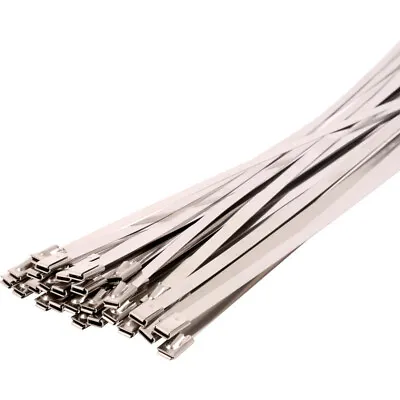 HEAVY QUALITY STAINLESS STEEL METAL CABLE ZIP TIE TIES WRAP - 200mm X 4.6mm • £2.49