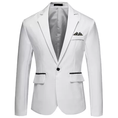 Mens Formal Business Blazer Jacket Wedding Party One Button Smart Suit Coat Tops • $19.81