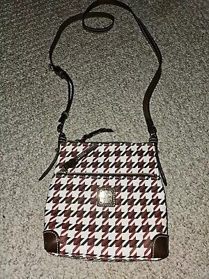 Dooney & Bourke Women's Houndstooth Leather Crossbody Handbag Purse White & Red • $30