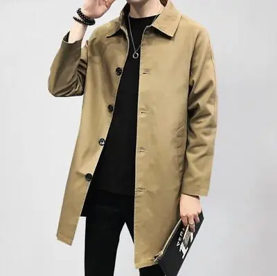 New Men's Trench Coats Casual Hooded Jacket Long Outweat Spring/ Fall Jackets • $31.87