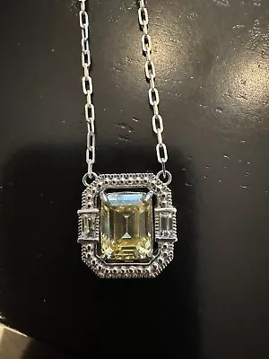 With Judith Ripka Yellow Canary Station Necklace Silver Rare Citrine Cz • $129.99