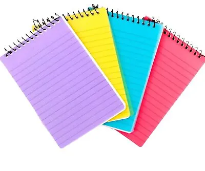 Spiral Multi-coloured Neon Ruled Shorthand Note Book Notepad Home Office School • £3.99