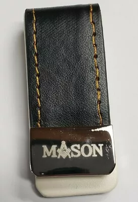 Masonic Genuine Leather Money Clip With Laser Engraved Logo -  Mason Wallet • $7.99