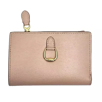 Ralph Lauren Wallet Pink Leather Coin Card Organizer 5.5  Small Fold ID Holder • $29.99